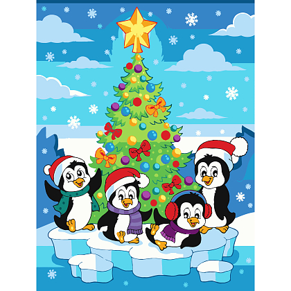 Картина по номерам Весёлые пингвины (30х40 см), бренду Strateg - KUBIX