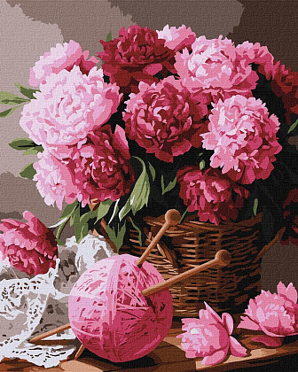 Картина по номерам Букет рожевих півоній (40х50 см), бренду Ідейка - KUBIX