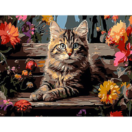 Картина по номерам Котик на лавочке (30х40 см)