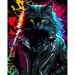 Картина за номерами Брутальний кіт у курточці (40х50 см)
