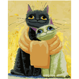 Картина за номерами Котики замотані шарфом (40х50 см)