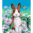 Миниатюра товара Картина по номерам Кролик в ромашках (30х40 см) - 1
