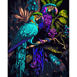 Картина за номерами Папуги на гілці (40х50 см)