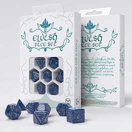 Набор кубиков Elvish Cobalt & Silver Dice Set