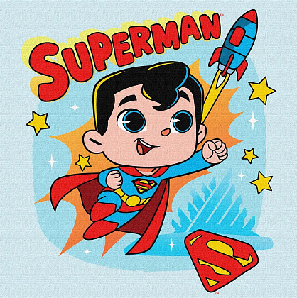 Картина по номерам WB Superman Полёт к звёздам (25х25 см), бренду Идейка - KUBIX
