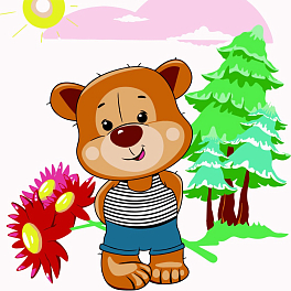 Картина за номерами Ведмідь з квітами (30х30 см)