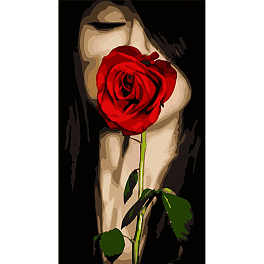 Картина по номерам Женщина с розой (50х25 см)
