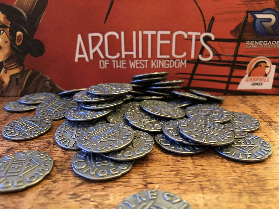 Настольная игра Металлические монеты для настольной игры «Архитекторы западного королевства» (Architects of the West Kingdom metal coins), бренду Lord of Boards - 2 - KUBIX