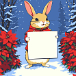Миниатюра товара Картина по номерам Зайчик с открыткой (20х20 см) - 1