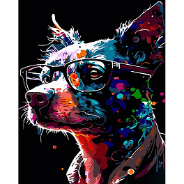 Картина по номерам Яркая собачка в очках (40х50 см)