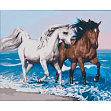 Миниатюра товара Картина по номерам Две лошади на берегу моря (40х50 см) - 1