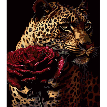 Картина по номерам Хищный красавец с розой (40х50 см), бренду Strateg - KUBIX
