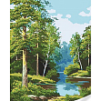 Миниатюра товара Картина по номерам Река в лесу (30х40 см) - 1