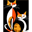 Миниатюра товара Картина по номерам Геометрические кошки в стиле сюрреализма (30х40 см) - 1