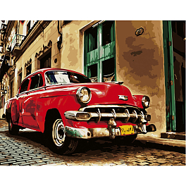 Картина по номерам Красная ретро машина (40х50 см)