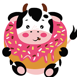 Картина по номерам Корова с пончиком (20х20 см)