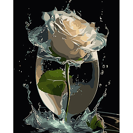 Картина за номерами Троянда у скляній вазі (40х50 см)