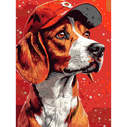 Картина за номерами Пес у кепці (30х40 см), бренду Strateg - KUBIX