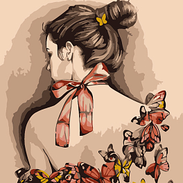Картина по номерам Девушка в бабочках (20х20 см)