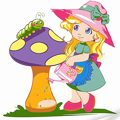 Картина по номерам Девочка с грибочком (30х30 см), бренду Strateg - KUBIX