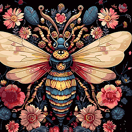 Картина по номерам Пчела и цветочная красота (40х40 см)
