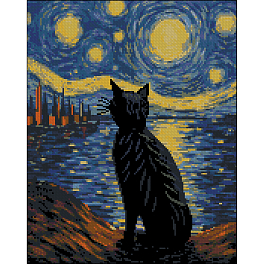 Алмазная мозаика Звездный кот (40х50 см)