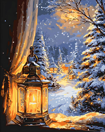 Картина по номерам Зимова ніч (40х50 см), бренду Origami - KUBIX