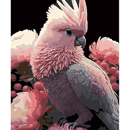 Картина за номерами Какаду у рожевому вбранні (40х50 см)
