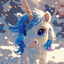 Картина за номерами Блакитний єдиноріг (30х30 см)
