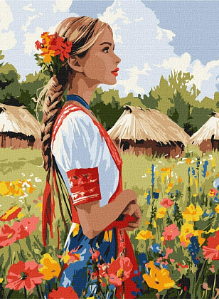 Картина за номерами Ніжна українка (30х40 см), бренду Ідейка - KUBIX