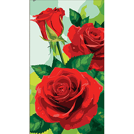 Картина за номерами Червоні троянди (50х25 см)
