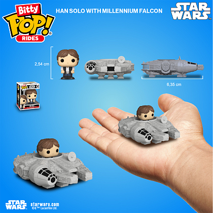 Ігрова фігурка Bitty Pop! Хан Соло й Тисячолітній сокіл (Rides: Han Solo and The Millennium Falcon), бренду Funko - 3 - KUBIX
