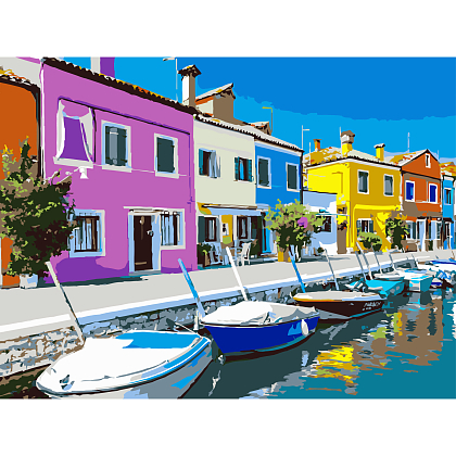 Картина по номерам Цветные дома (30х40 см), бренду Strateg - KUBIX