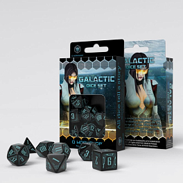 Набор кубиков Galactic Black & Blue Dice Set (7шт.)