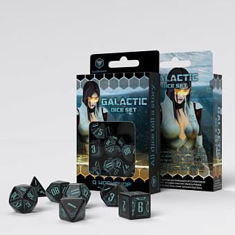 Набор кубиков Galactic Black & Blue Dice Set (7 шт.)