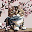 Миниатюра товара Картина по номерам Кот под цветением (20х20 см) - 1