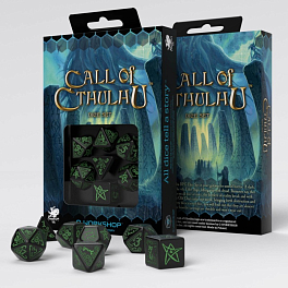 Набор кубиков Call of Cthulhu Black & green Dice Set (7шт.)