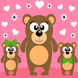 Картина по номерам Ласковая медведица с малышами (20х20 см)