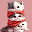 Миниатюра товара Картина по номерам Котята в шарфике (30х30 см) - 1