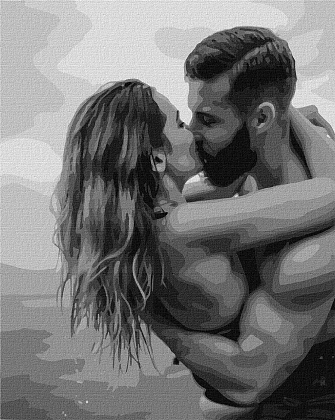 Картина по номерам Пара на узбережжі чорно-біла (40х50 см), бренду Ідейка - KUBIX