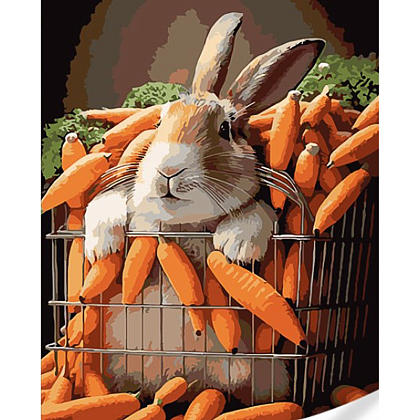 Картина по номерам Кролик в моркови (40х50), бренду Strateg - KUBIX