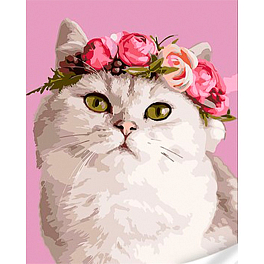 Картина по номерам Кошка с венком из цветов (30х40 см)