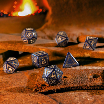 Набор кубиков Runic Mixed-blue & gold Dice Set, бренду Q-Workshop - 4 - KUBIX