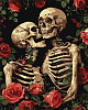 Картина по номерам Влюбленные скелеты с розами (40х50 см)