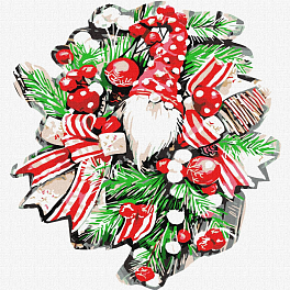 Картина по номерам Рождественский венок (30х30 см)