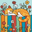 Миниатюра товара Картина по номерам Котик на заборе (25х25 см) - 1