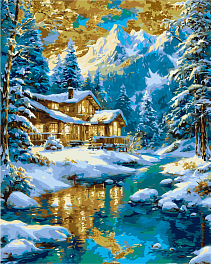 Картина по номерам Зимовий вечір у горах (40х50 см)