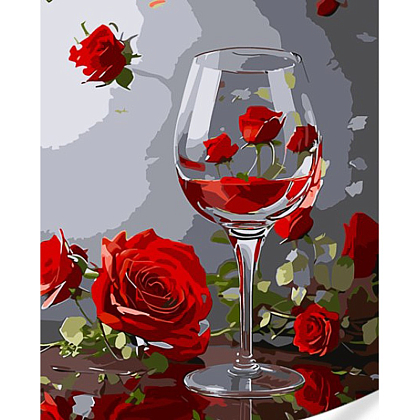 Картина за номерами Келих у трояндах (40х50), бренду Strateg - KUBIX