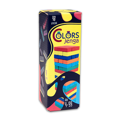 Настольная игра Цветная Дженга мини (Colors Jenga mini) 48 брусков, бренду Strateg, для 2-4 гравців, час гри < 30мин. - KUBIX