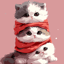 Картина по номерам Котята в шарфике (30х30 см)